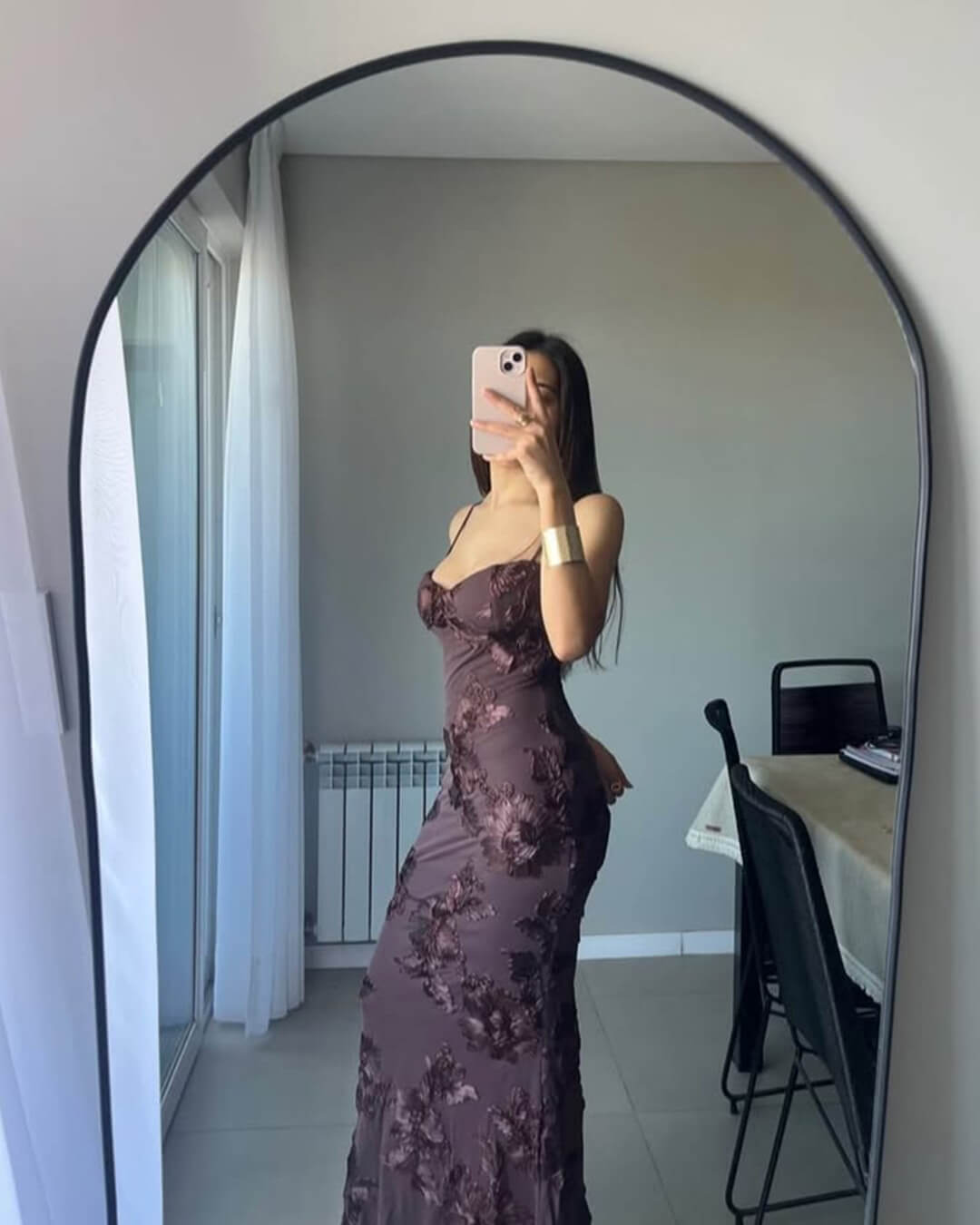 Bodycon Appliqué Tie-Back Evening Gown
