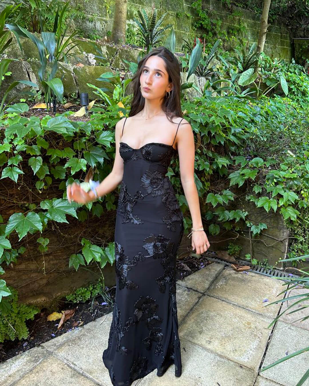Bodycon Appliqué Tie-Back Evening Gown