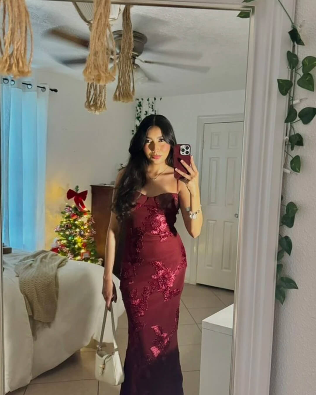 Bodycon Appliqué Tie-Back Evening Gown