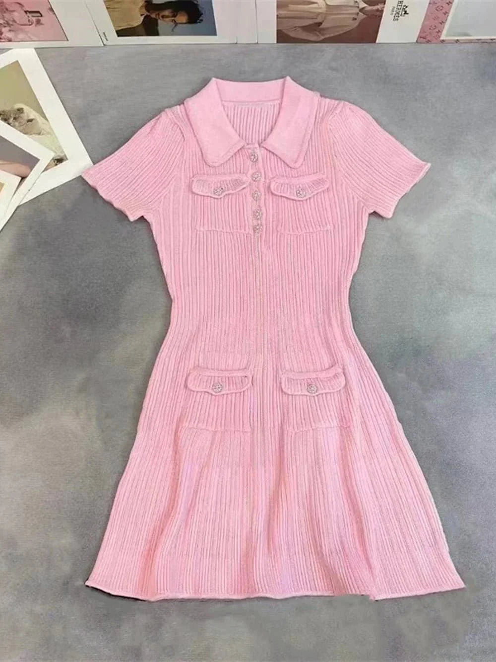 Sequin Knit Mini Dress with Ruffle Details