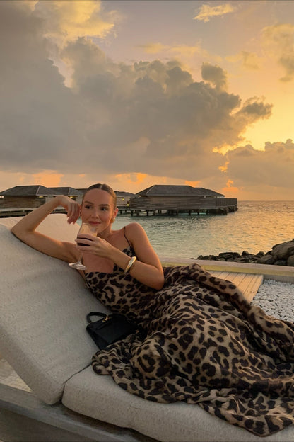 Daring Leopard Print Spaghetti Strap Maxi Dress