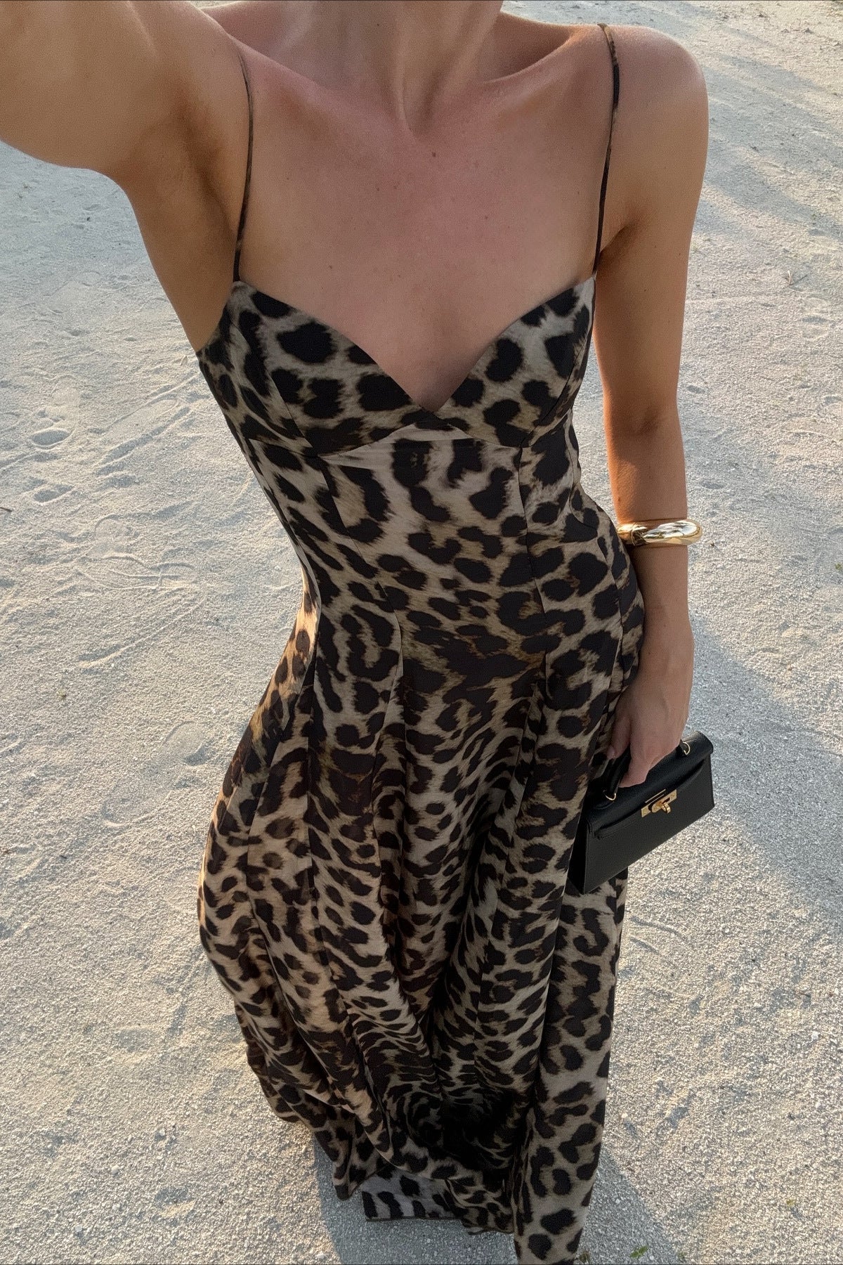 Daring Leopard Print Spaghetti Strap Maxi Dress