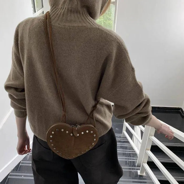 Vintage Faux Suede Crossbody Bag