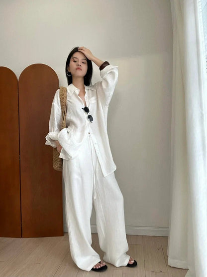 Breathable Wide Leg Linen Pants
