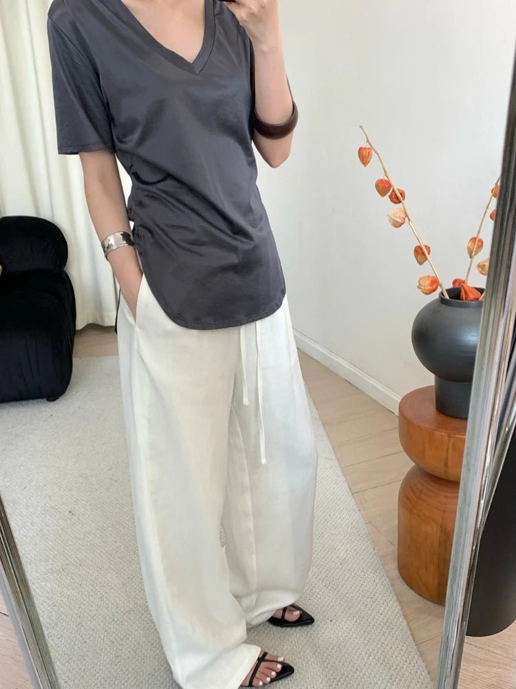 Breathable Wide Leg Linen Pants