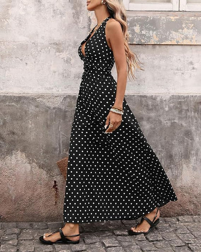 OLANE Adora Polka Dot Halter Midi Dress WhiteMWomen’s Dresses