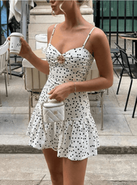 Evelyn Spaghetti Straps Polka Dot Mini Dress