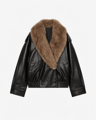 Alice Faux Leather Jacket Fur Collar