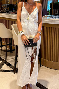 Amelie Asymmetrical Lace Silk Midi Dress
