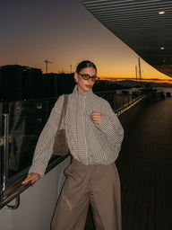Amy Plaid Funnel Neck Jacket