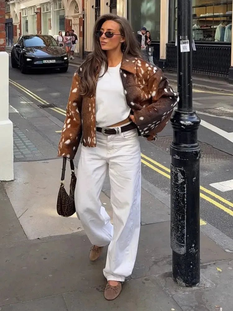 OLANE Bambi Faux Fur Jacket and Shorts Set JacketSWomen's Sets