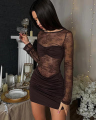 Adeline Bodycon Backless Lace Mini Dress
