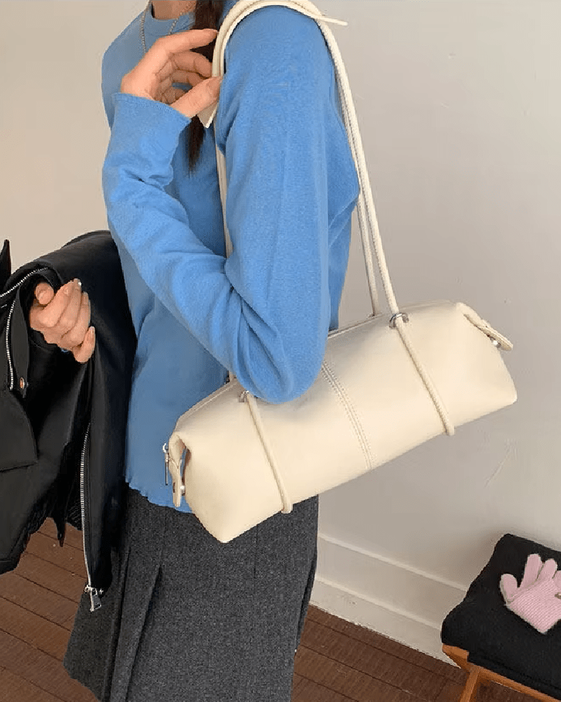 OLANE Boston Leather Pillow Shoulder Bag WhiteWomen's Handbags