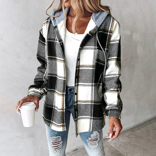 Olane Brand Checkered Hooded Jacket BlackSJackets