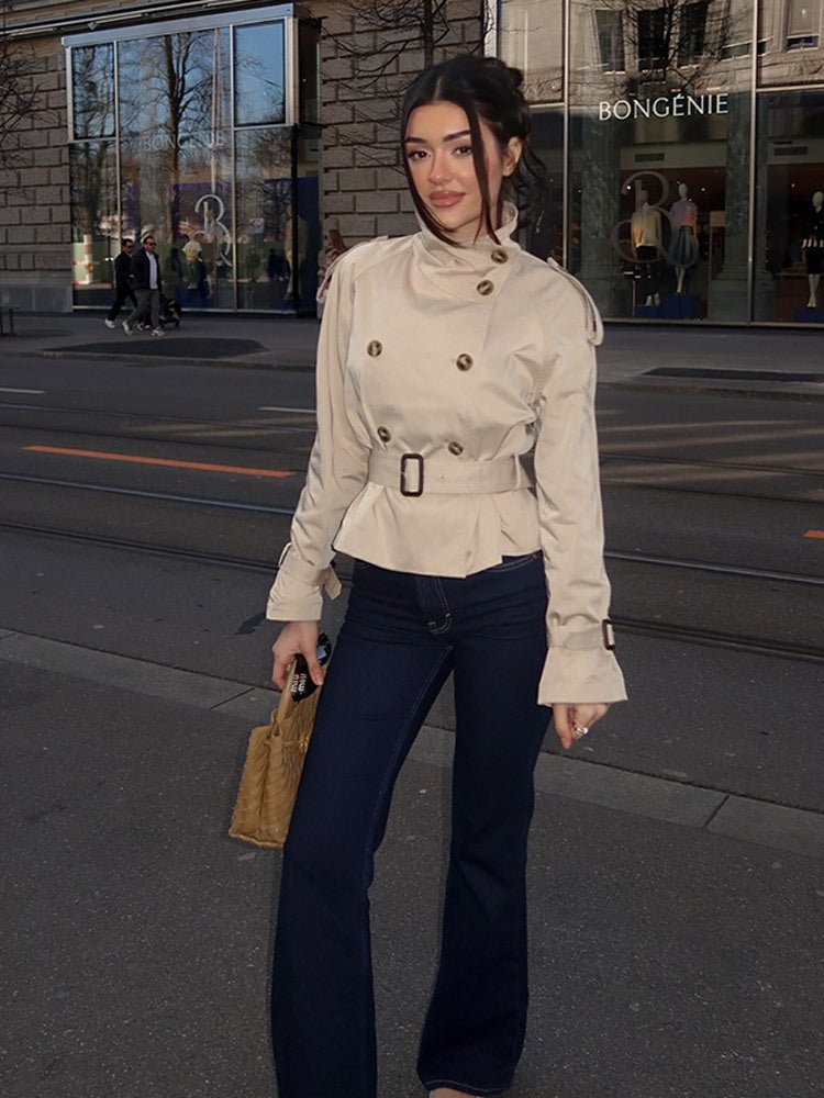 Olane Brand Classic Cropped Trench Coat BeigeSWomen's Coats & Jackets