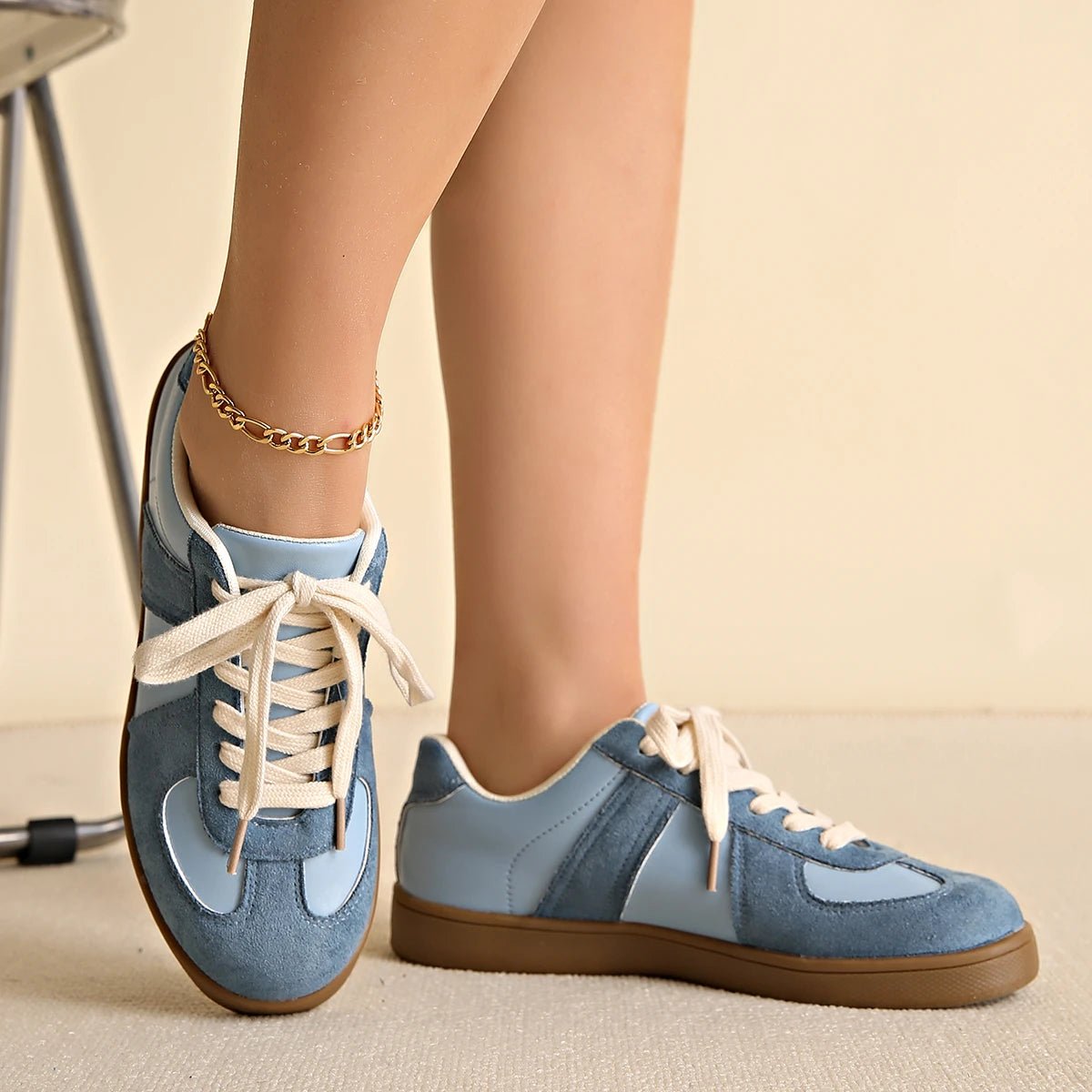 Olane Brand Classic Suede Sneakers with Details Blue36Sneakers