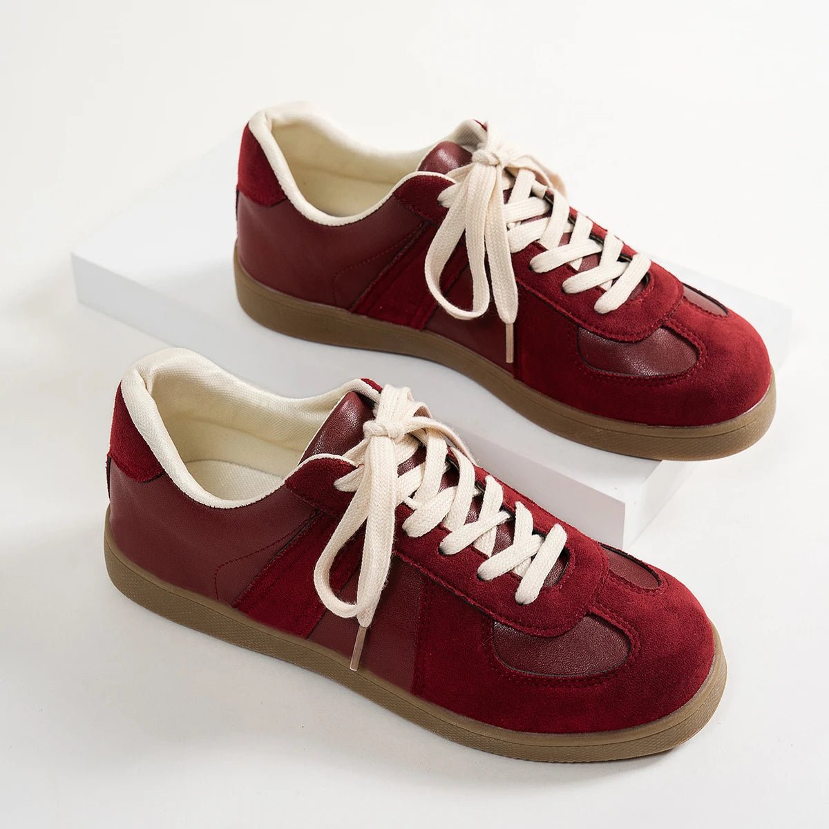 Olane Brand Classic Suede Sneakers with Details Burgundy36Sneakers