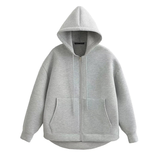 Olane Brand Cozy Hooded Jacket Light GreyXSWomen's Jackets