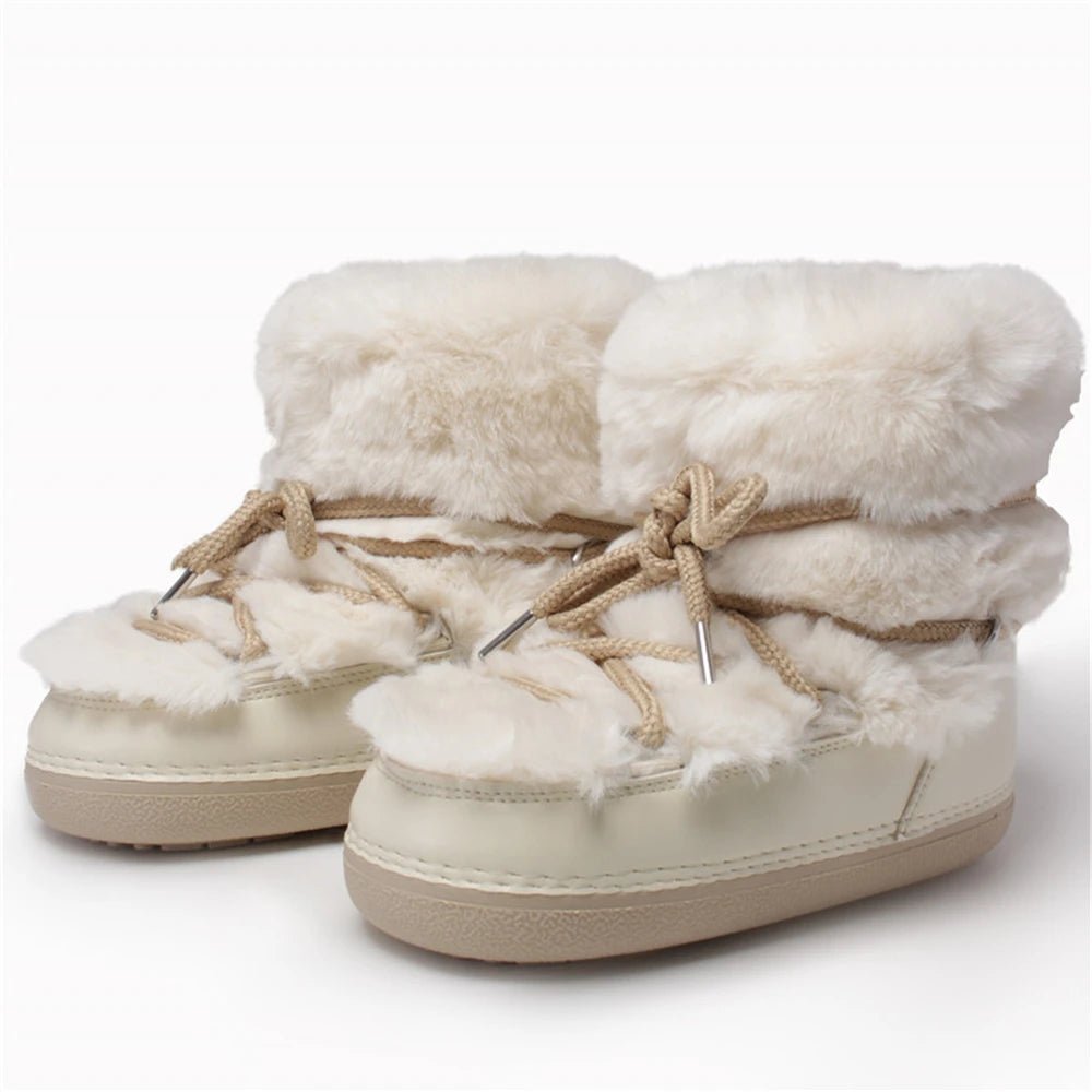 Olane Brand Fluffy Fur Winter Snow Boots Beige Low35 - 36Winter Boots