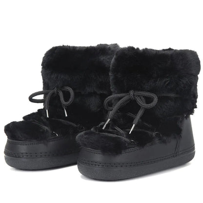 Olane Brand Fluffy Fur Winter Snow Boots Black Low35 - 36Winter Boots