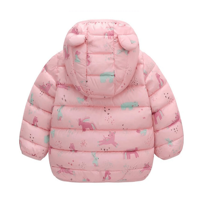 Olane Brand Kids Puffer Bear Jacket Blue with Print80 (12 months)Kids' Raincoats