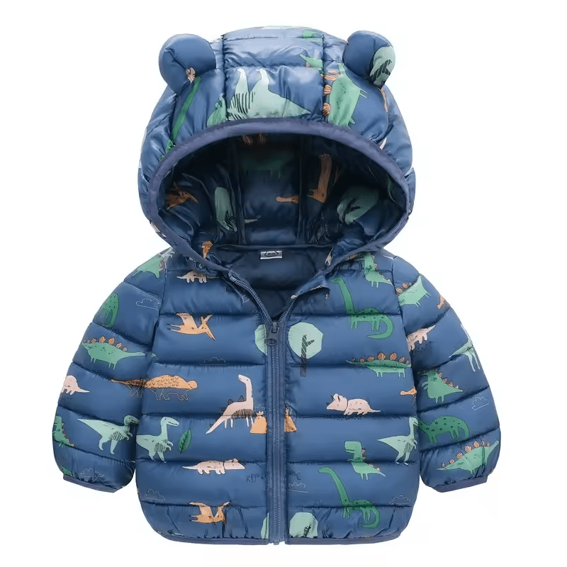 Olane Brand Kids Puffer Bear Jacket Blue with Print80 (12 months)Kids' Raincoats