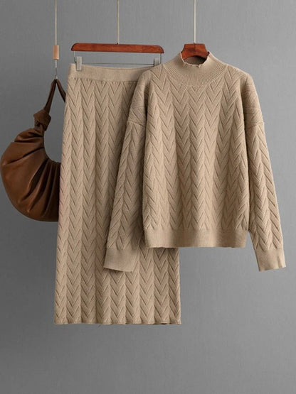 Olane Brand Knitted Loungewear Skirt Set BrownOne SizeWomen's Sets