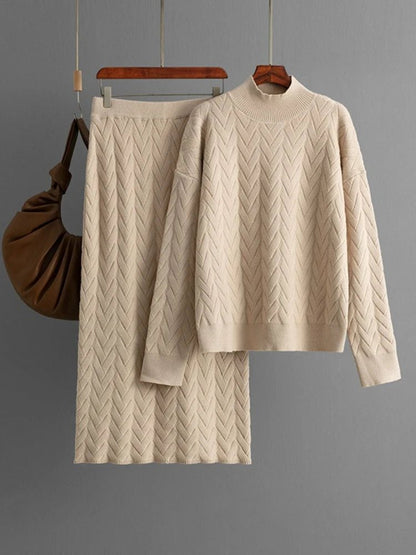 Olane Brand Knitted Loungewear Skirt Set CremeOne SizeWomen's Sets