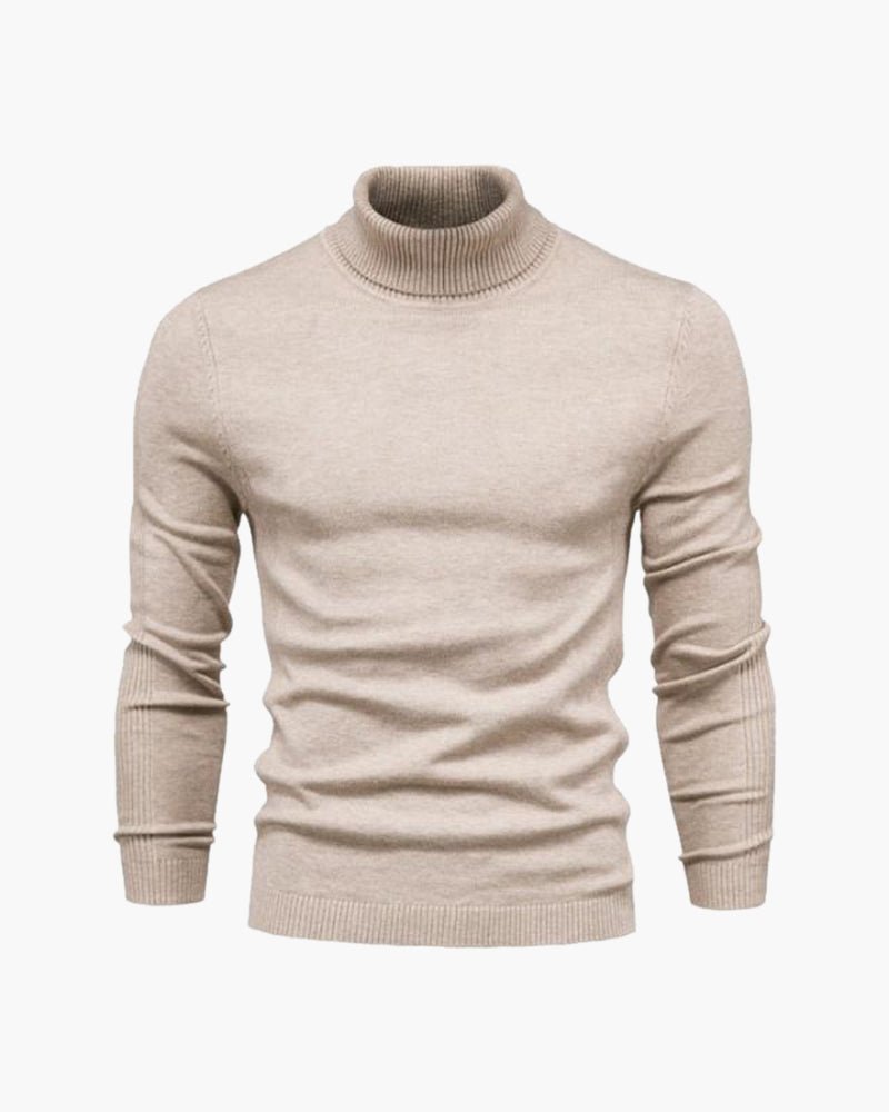Olane Brand Men's Slim Fit Turtleneck Sweater - Elegant Beige Fine Knit for Business & Leisure BeigeSMen's Sweaters