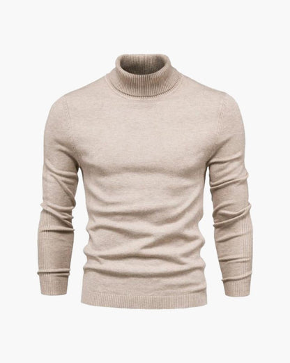 Olane Brand Men's Slim Fit Turtleneck Sweater - Elegant Beige Fine Knit for Business & Leisure BeigeSMen's Sweaters
