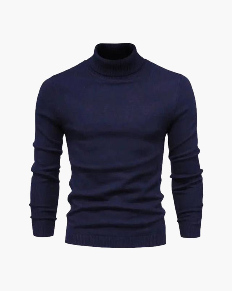 Olane Brand Men's Slim Fit Turtleneck Sweater - Elegant Beige Fine Knit for Business & Leisure Navy BlueSMen's Sweaters