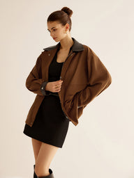 Agida Oversized Jacket with Leather Accents