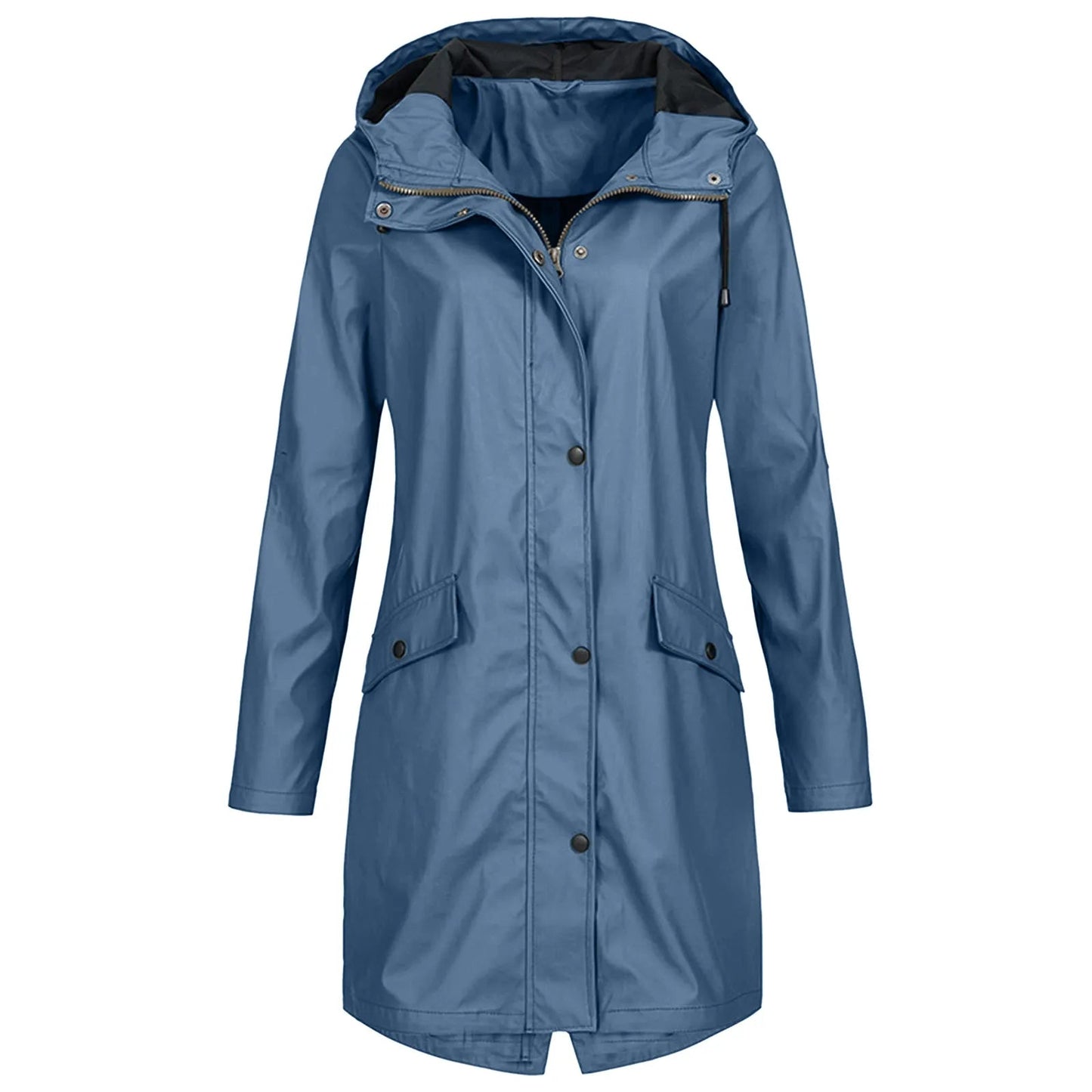 Olane Brand Oversized Waterproof Hooded Raincoat BlueSRaincoats