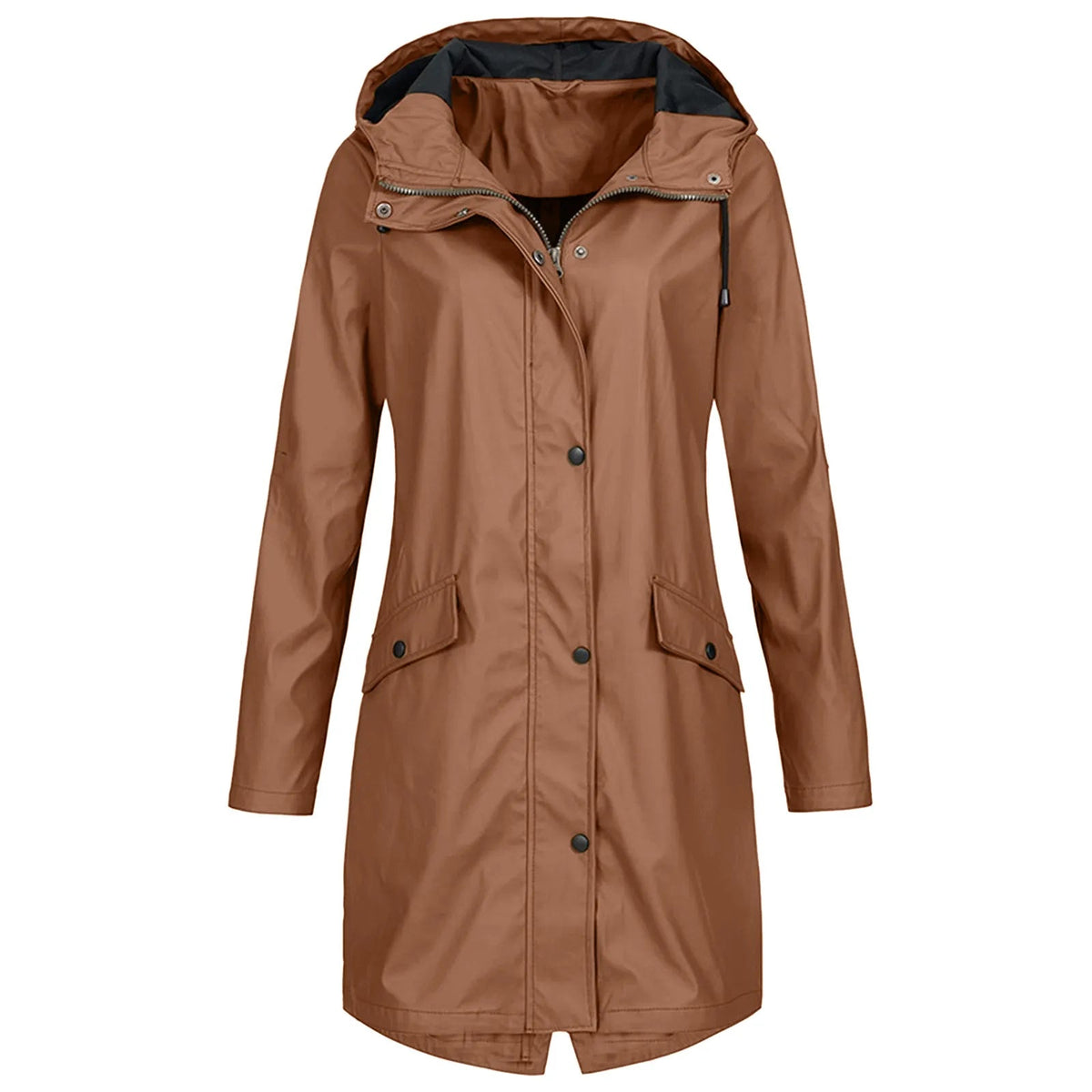 Olane Brand Oversized Waterproof Hooded Raincoat BrownSRaincoats