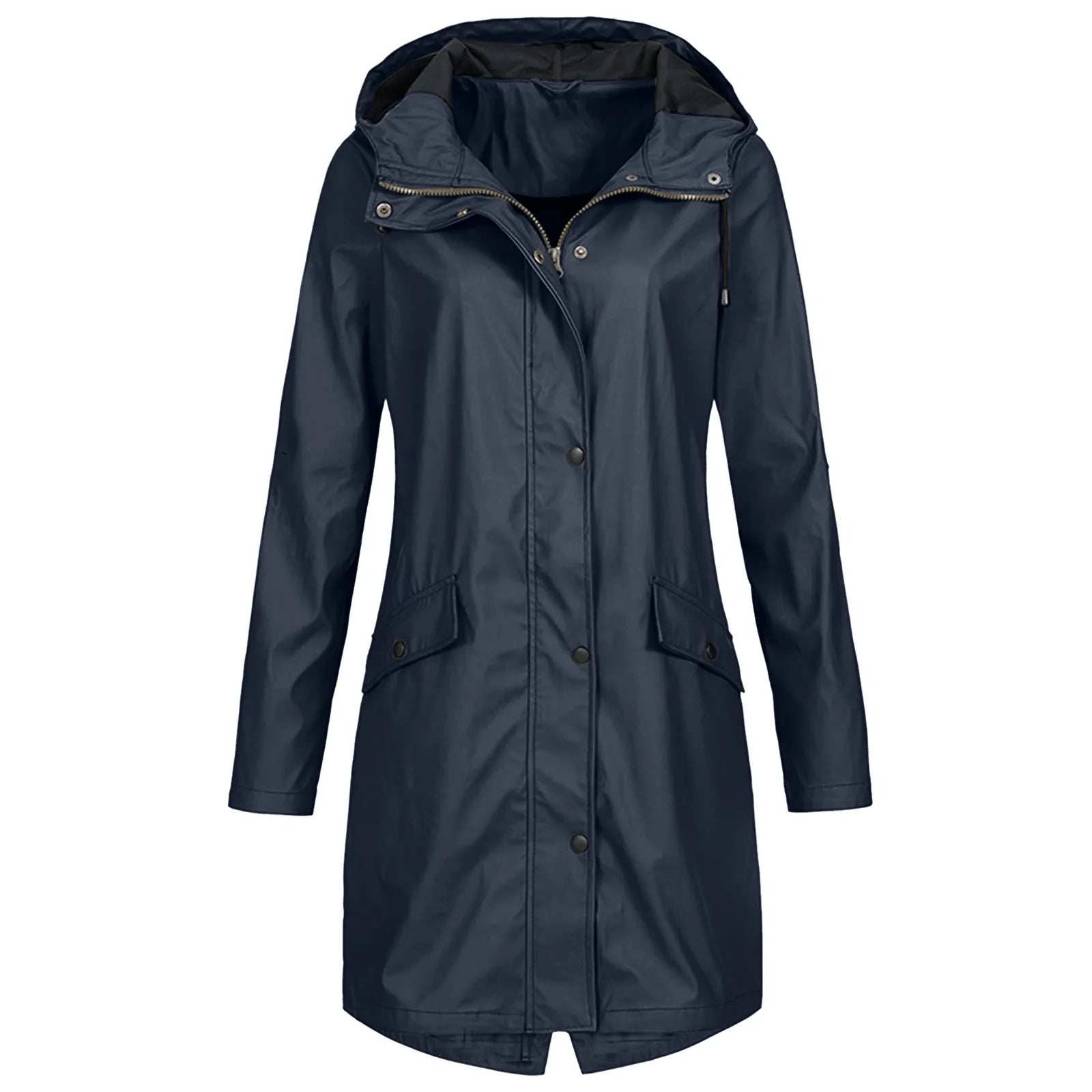 Olane Brand Oversized Waterproof Hooded Raincoat NavySRaincoats