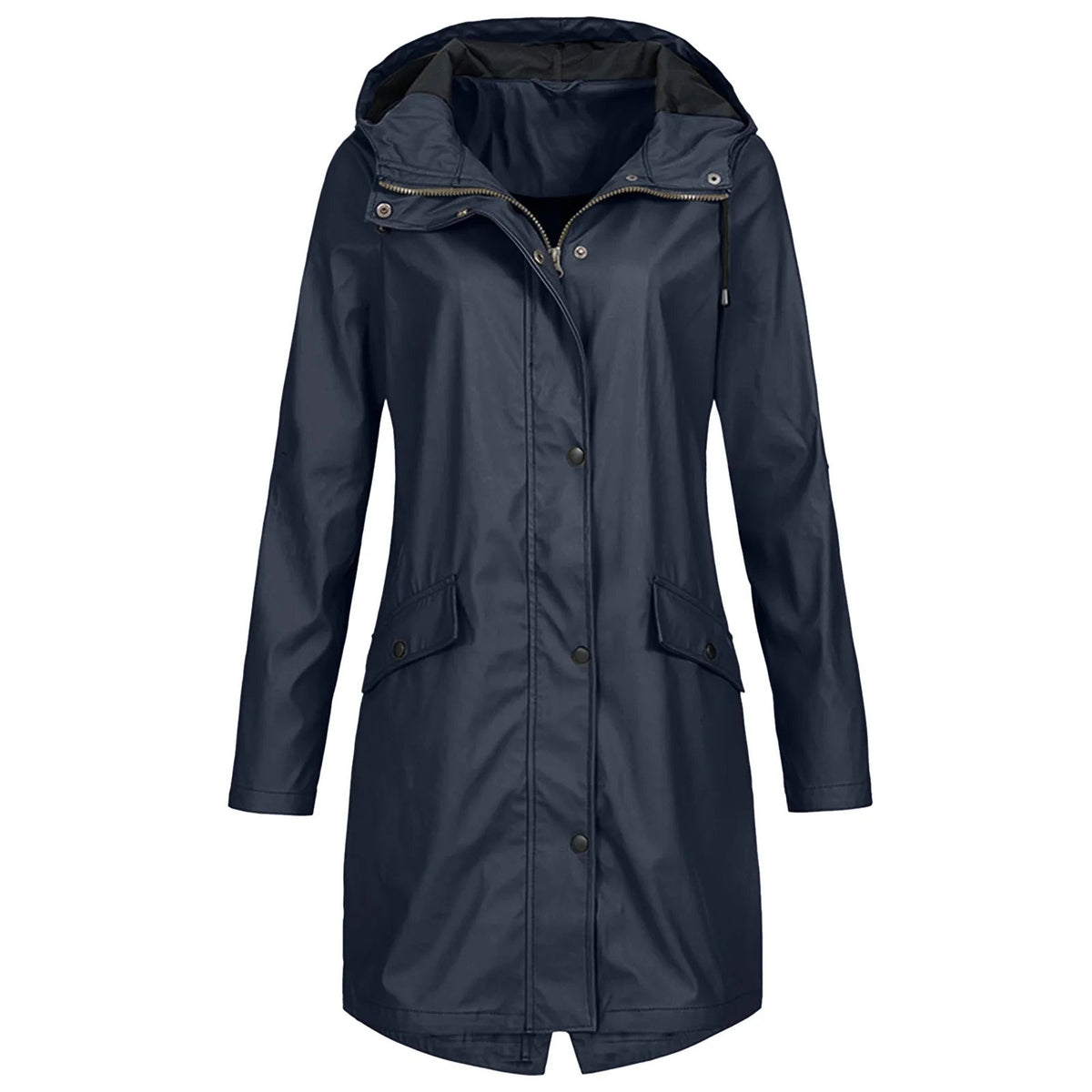 Olane Brand Oversized Waterproof Hooded Raincoat NavySRaincoats
