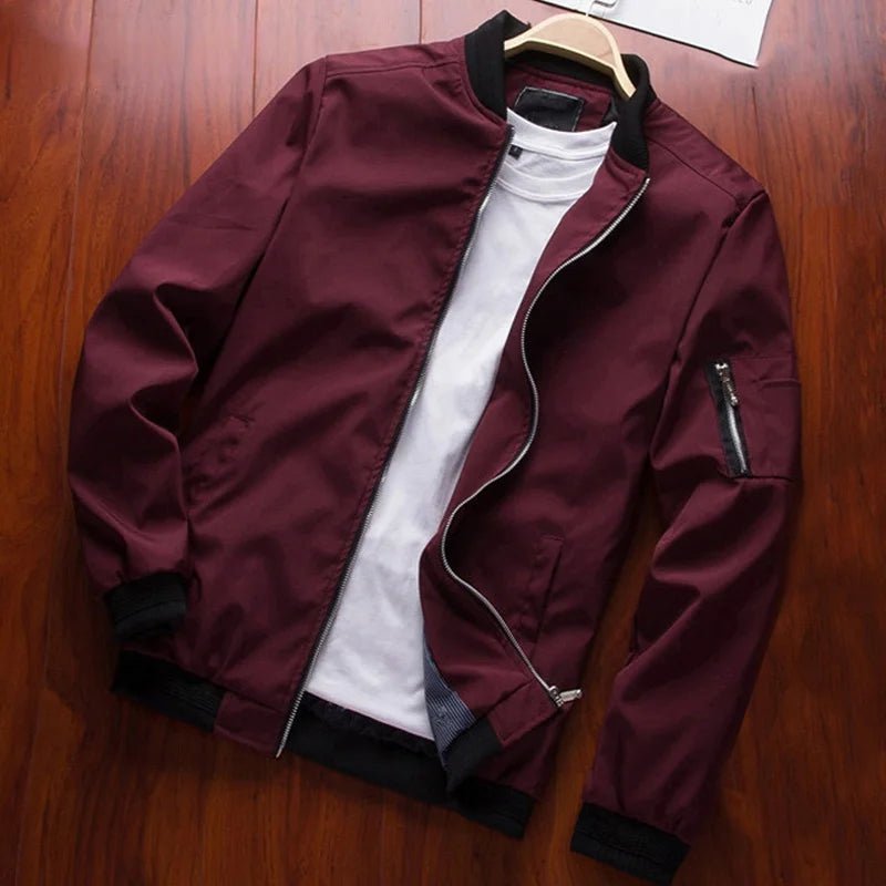 Olane Brand Slim Fit Thin Bomber Jacket Burgundy4XLBomber Jackets