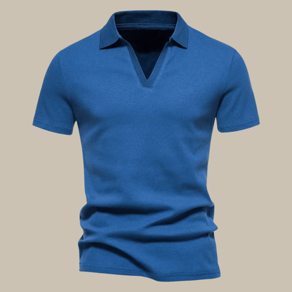 Olane Brand Slim V - Neck Polo Shirt BlueMPolo Shirts