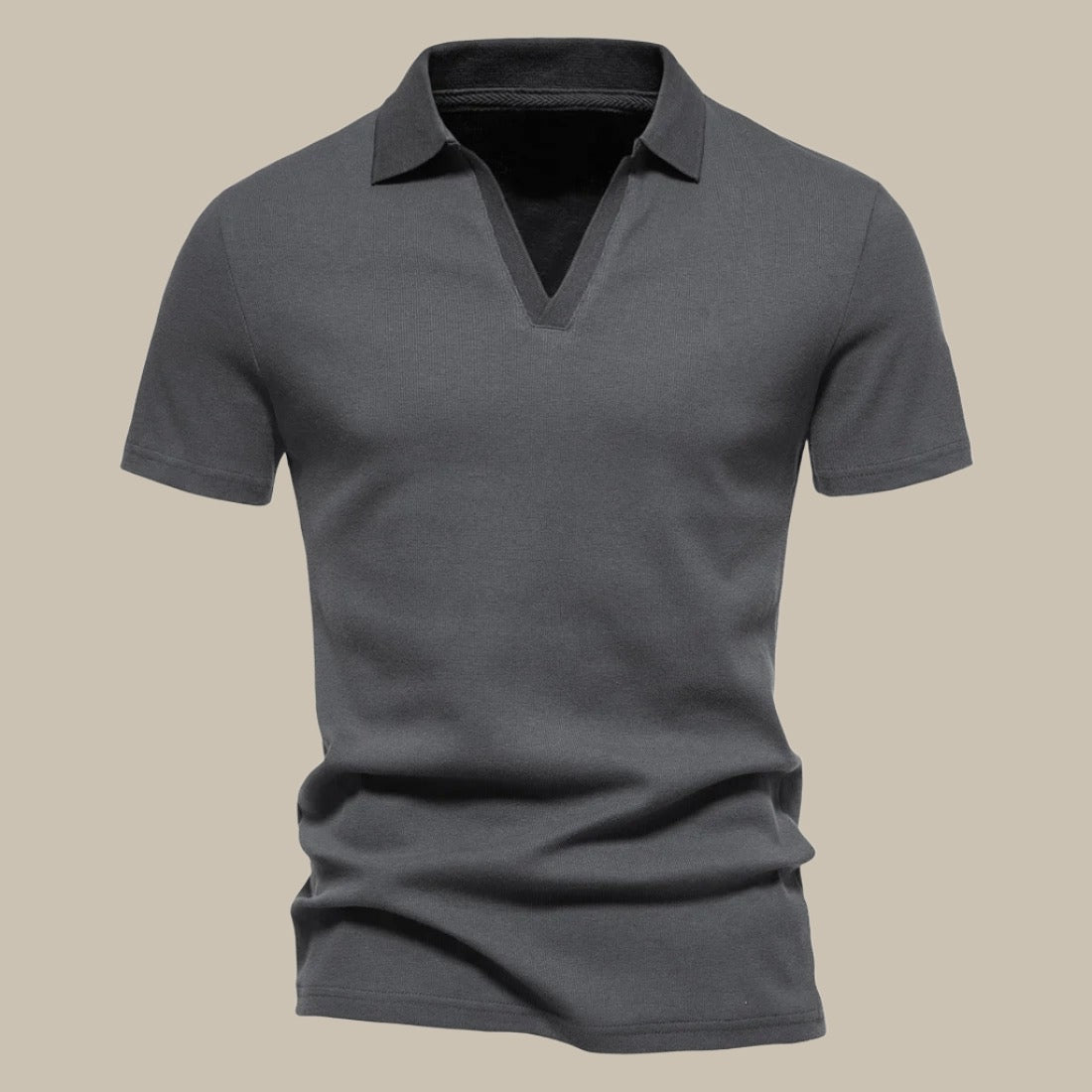 Olane Brand Slim V - Neck Polo Shirt Dark GrayMPolo Shirts