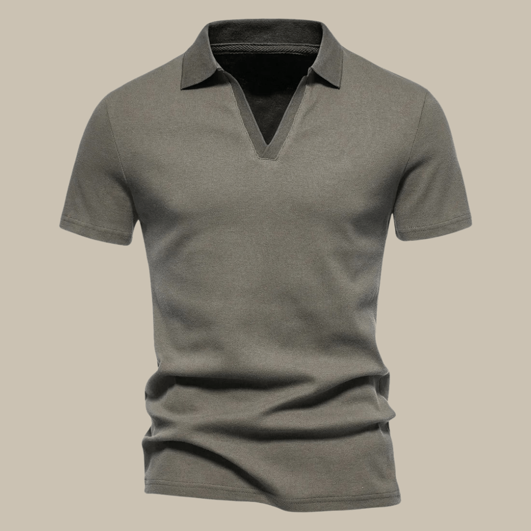 Olane Brand Slim V - Neck Polo Shirt TaupeMPolo Shirts