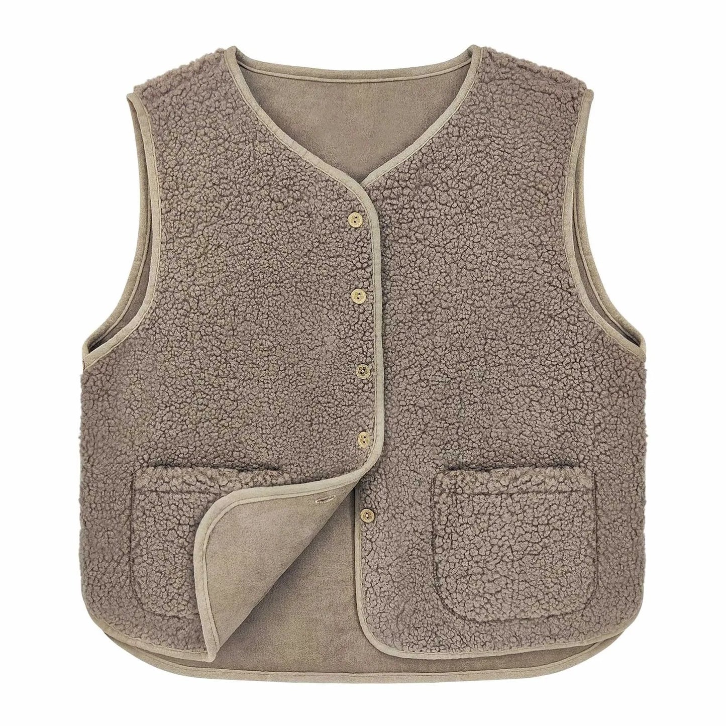 Olane Brand Teddy Fleece Vest BrownSVests