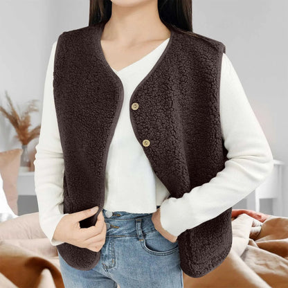 Olane Brand Teddy Fleece Vest CremeSVests