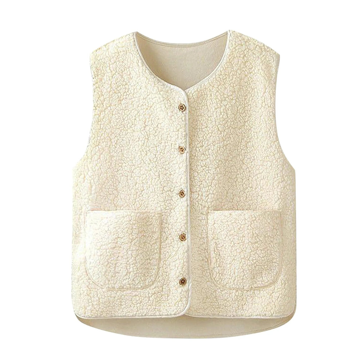 Olane Brand Teddy Fleece Vest CremeSVests