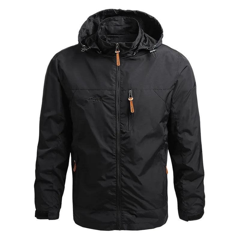 Olane Brand Waterproof Hooded Tactical Jacket BlackMWindbreakers