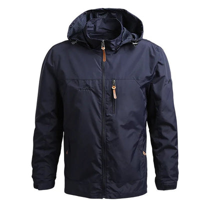 Olane Brand Waterproof Hooded Tactical Jacket Navy BlueMWindbreakers