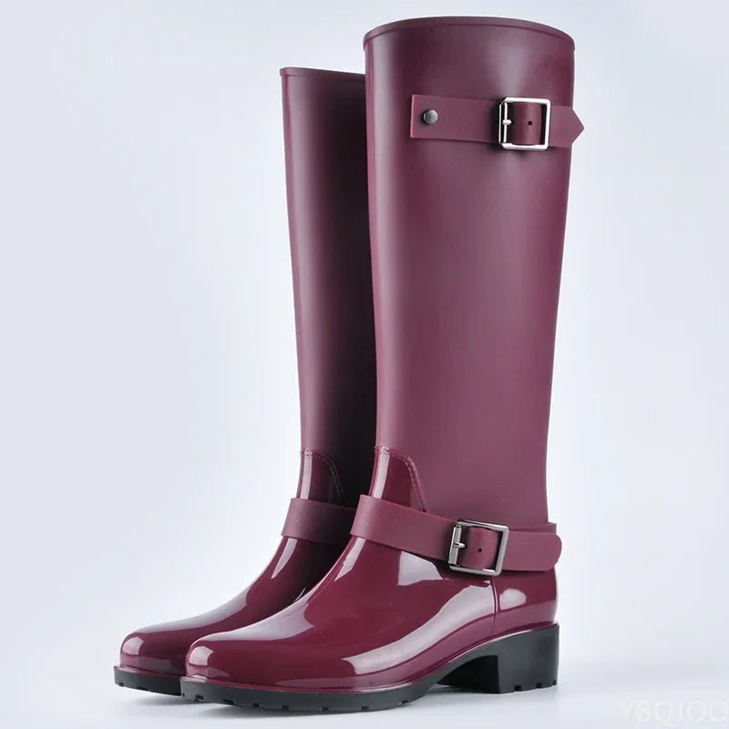 Olane Brand Waterproof Rain Boots Highcut Burgundy36Women's Rain Boots