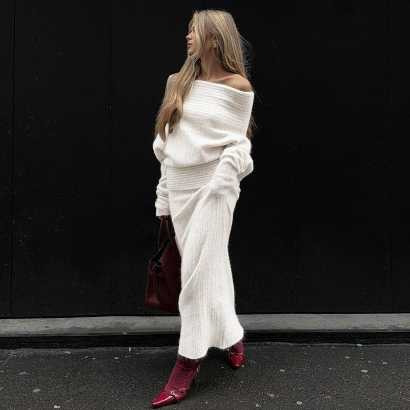 Olane Brand Wool Sweater Maxi Skirt Set WhiteSClothing Care Products