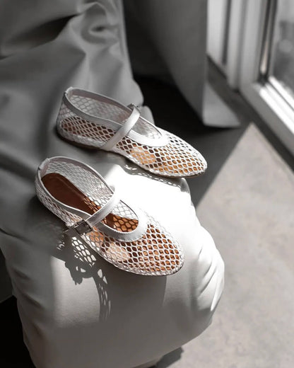 OLANE Breathable Mesh Ballet Flats White36Women's Shoes