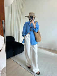 Adelwisa Breathable Wide Leg Linen Pants