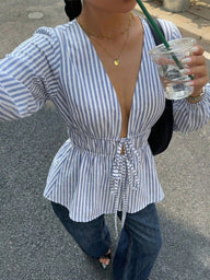 Caitriona Striped Tie-Front Blouse